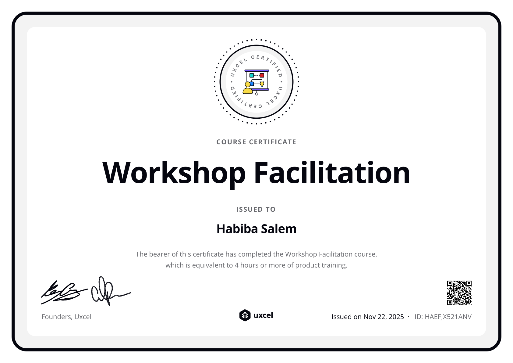 Habiba Salem's certificate